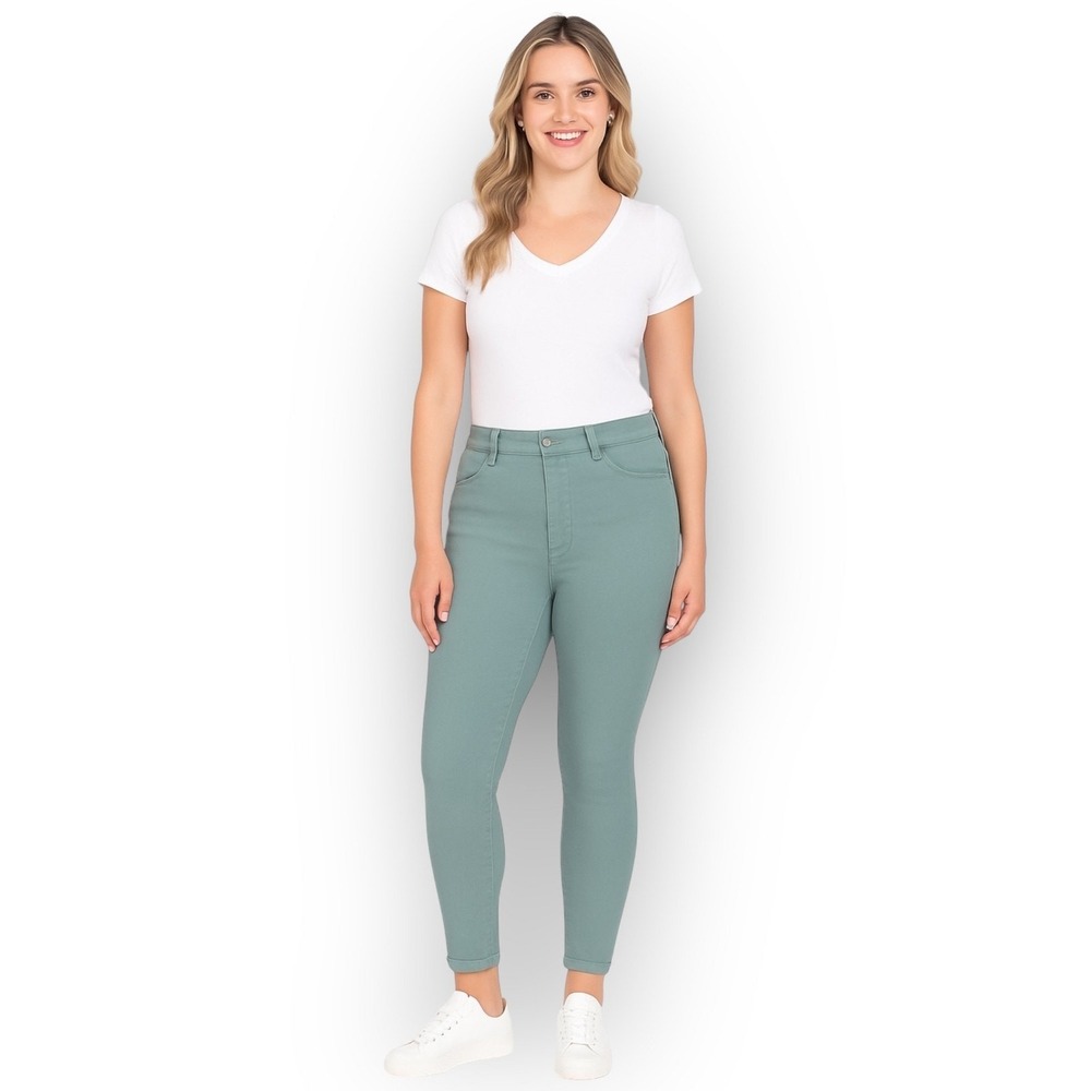 NWT Buffalo David Bitton Tea Leaf Green High-Rise Soft Stretch Ankle Pants 16/36